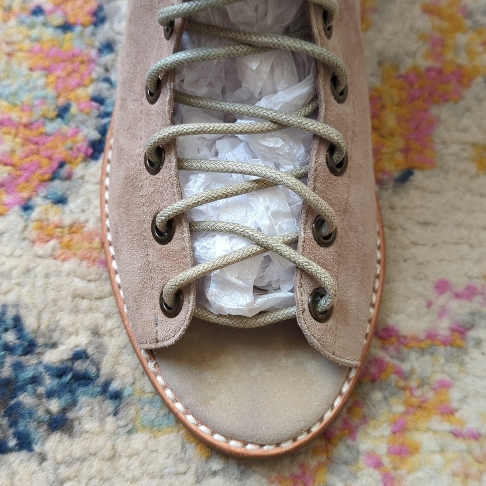 Jeffrey Campbell Cors Suede Leather Lace Up Peep Toe Ankle Booties Light Grey 9 - Picture 11 of 16
